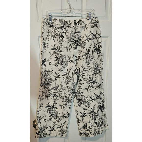 100% Linen cream bird floral pants size 8 NWOT - Picture 5 of 5